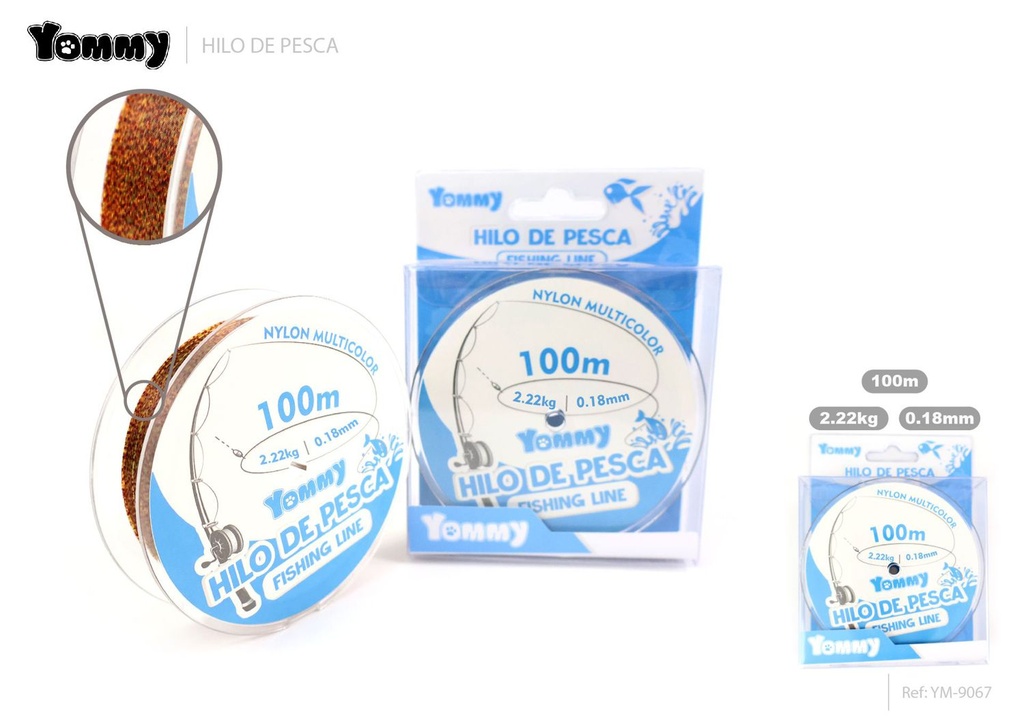 Hilo de pesca nylon manchado 0.18mm x 100m - Accesorios de pesca