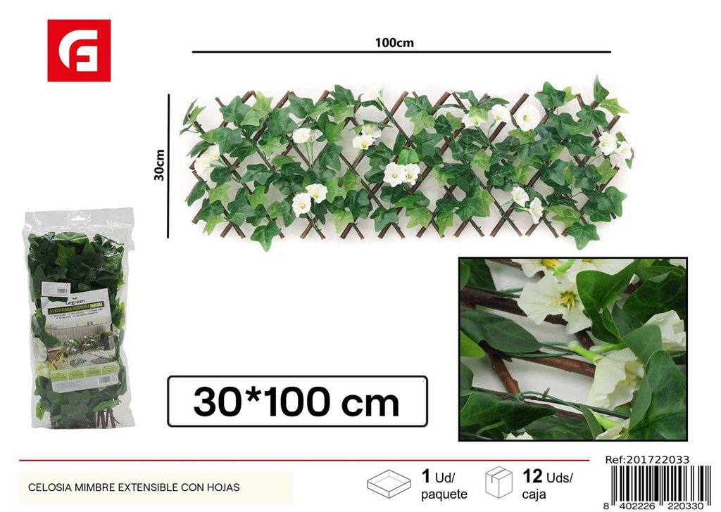 Celosía de mimbre extensible con hojas - Accesorios de jardín