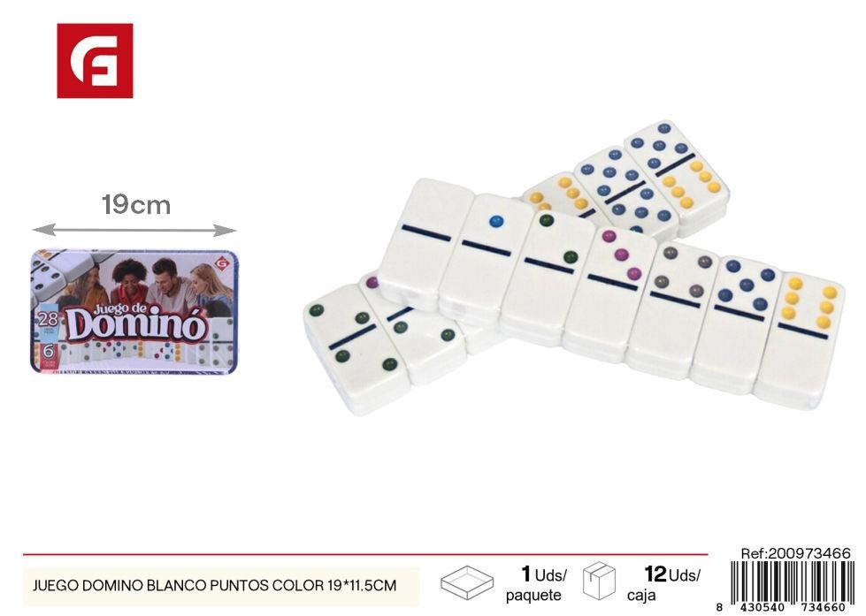 Juego de dominó blanco puntos 19*11.5cm - Juguetes y juegos de mesa