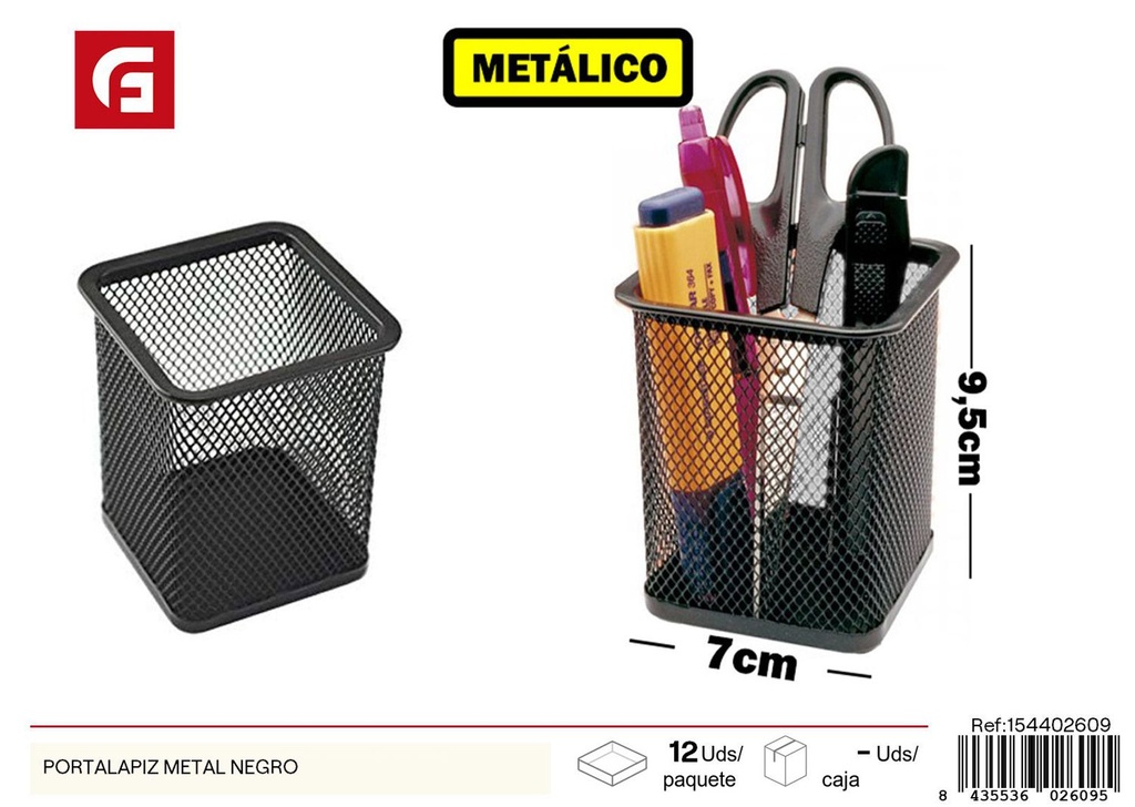 Portalápiz de metal negro - Material de oficina