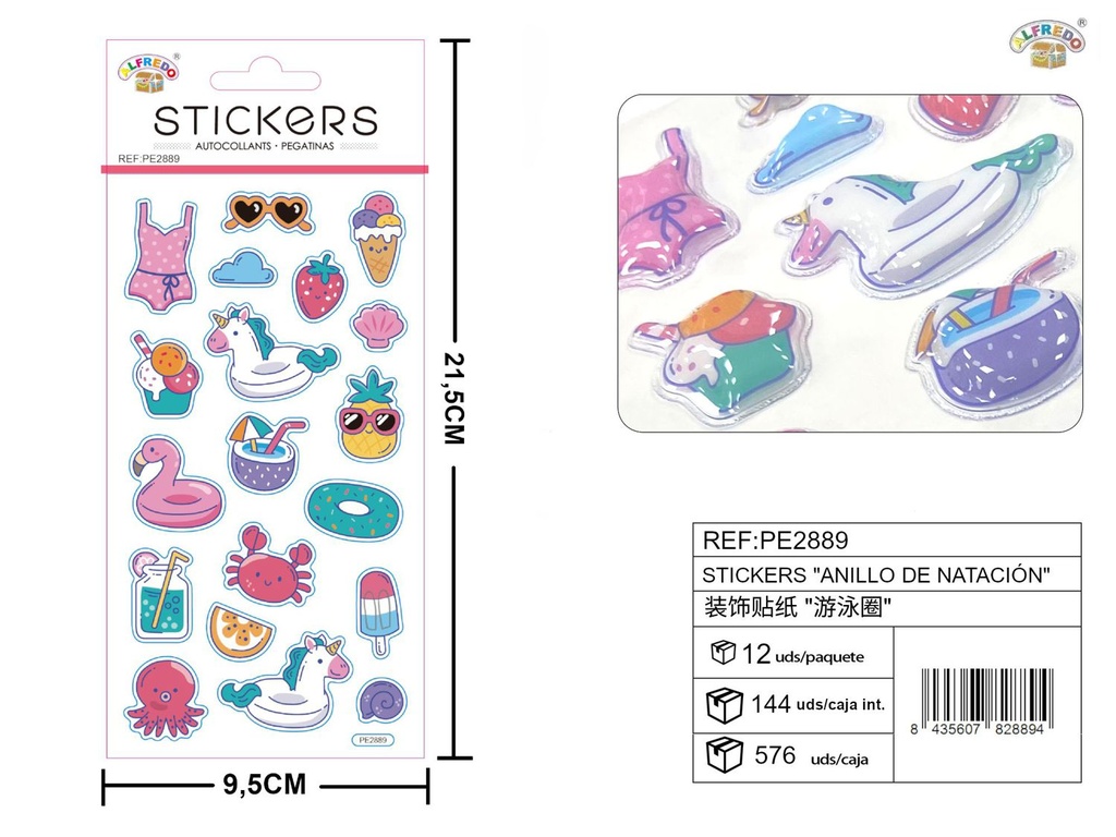 Stickers decorativos de "Anillo de Natación" 9,5x21,5 cm - Adhesivos para personalización
