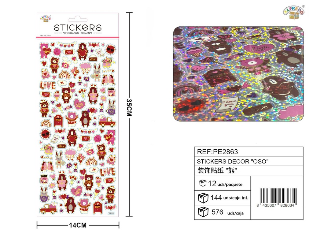 Stickers decorativos de "Oso" 14x35 cm - Adhesivos para decoración