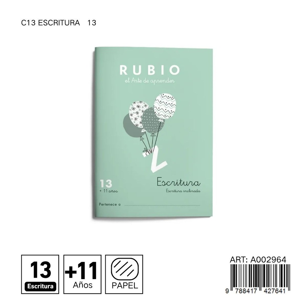 Cuaderno de ejercicios RUBIO C13 - Escritura y actividades de aprendizaje