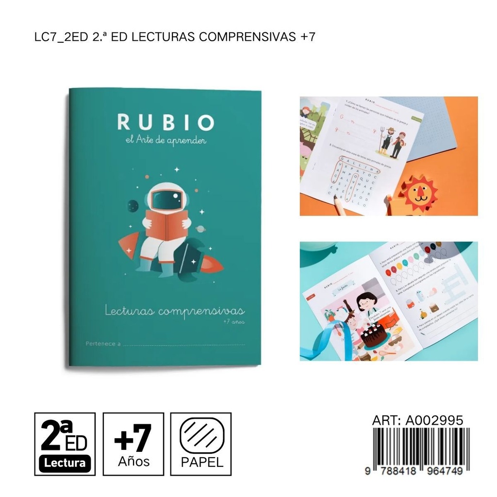 Cuaderno RUBIO lecturas comprensivas LC7_2ED segunda edición - Lectura y comprensión para niños