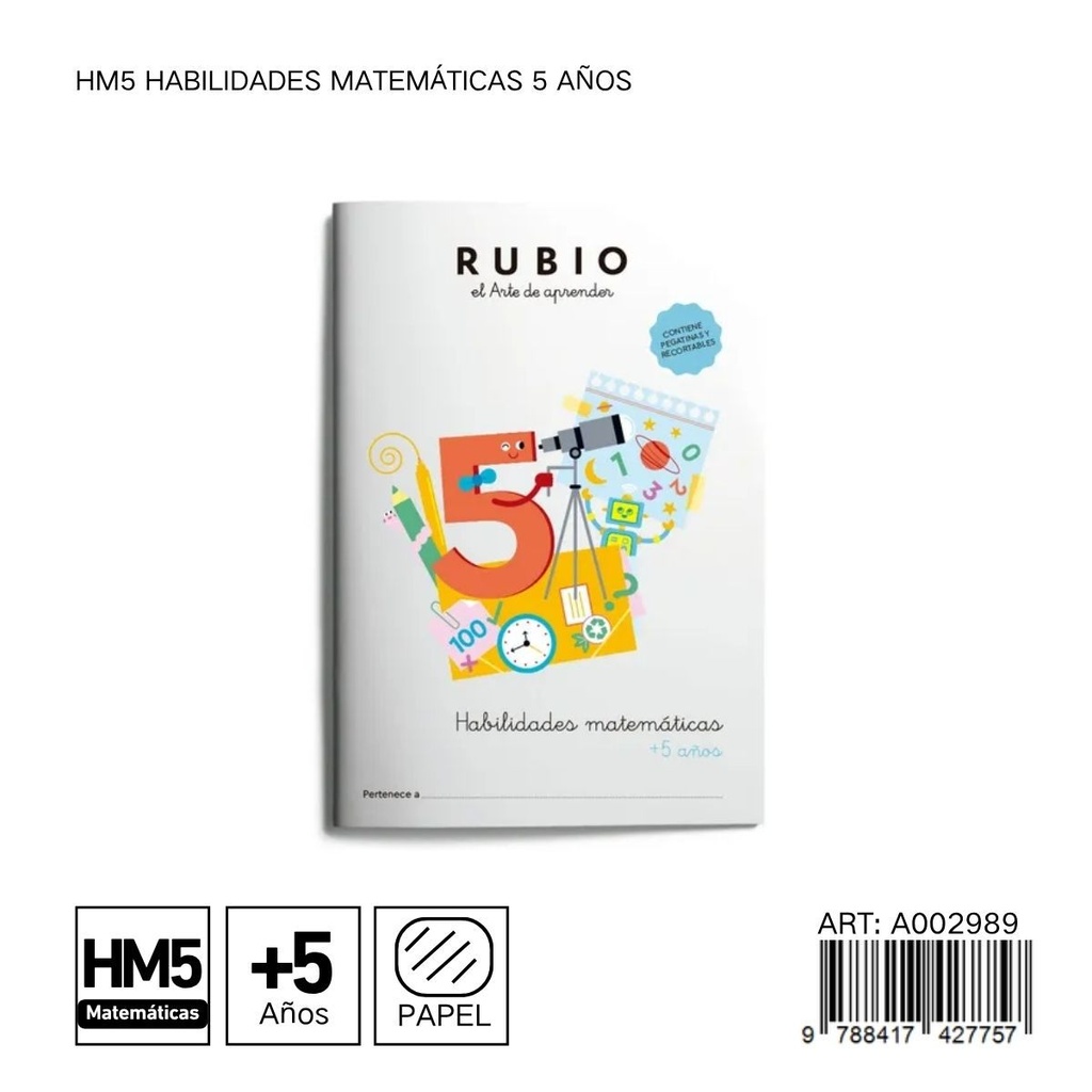Cuaderno de habilidades matemáticas RUBIO HM5 - 5 años