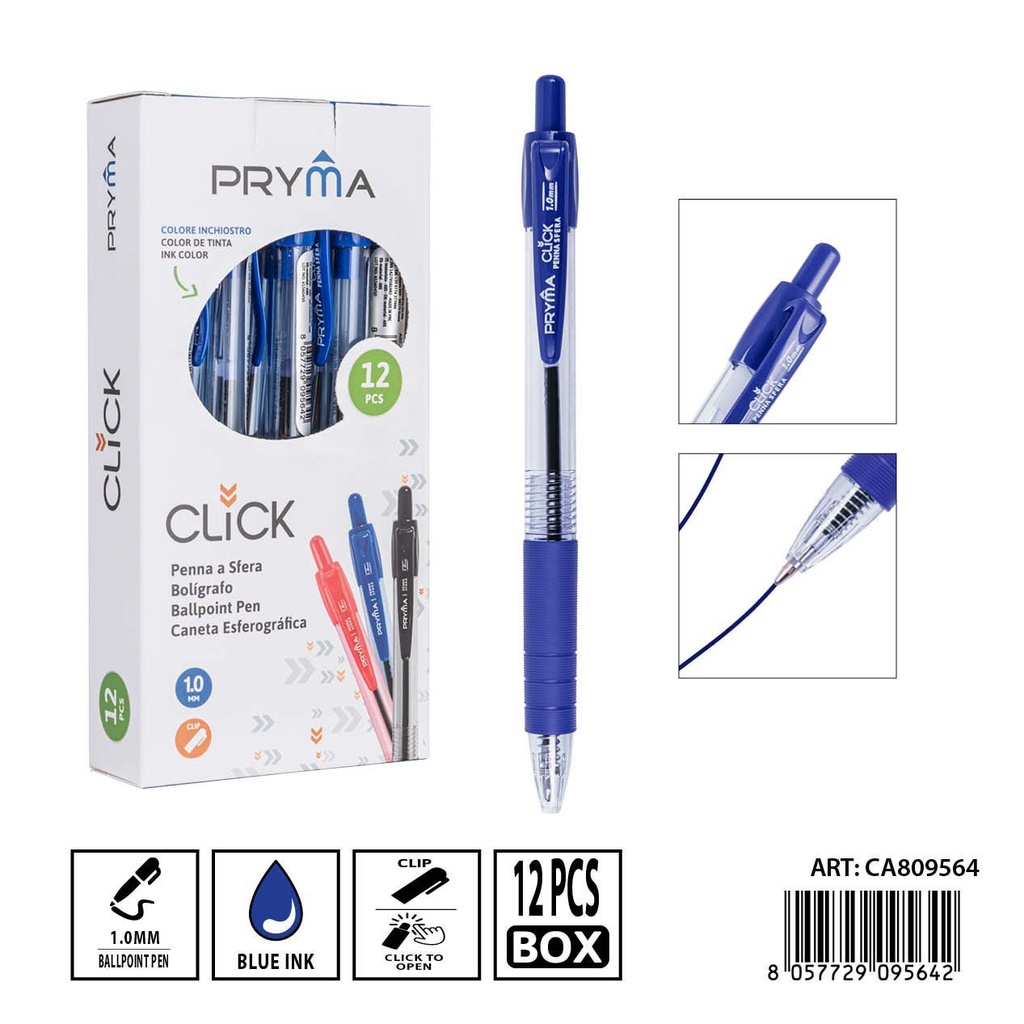 Bolígrafo retráctil azul PRYMA 1mm - Herramienta de escritura