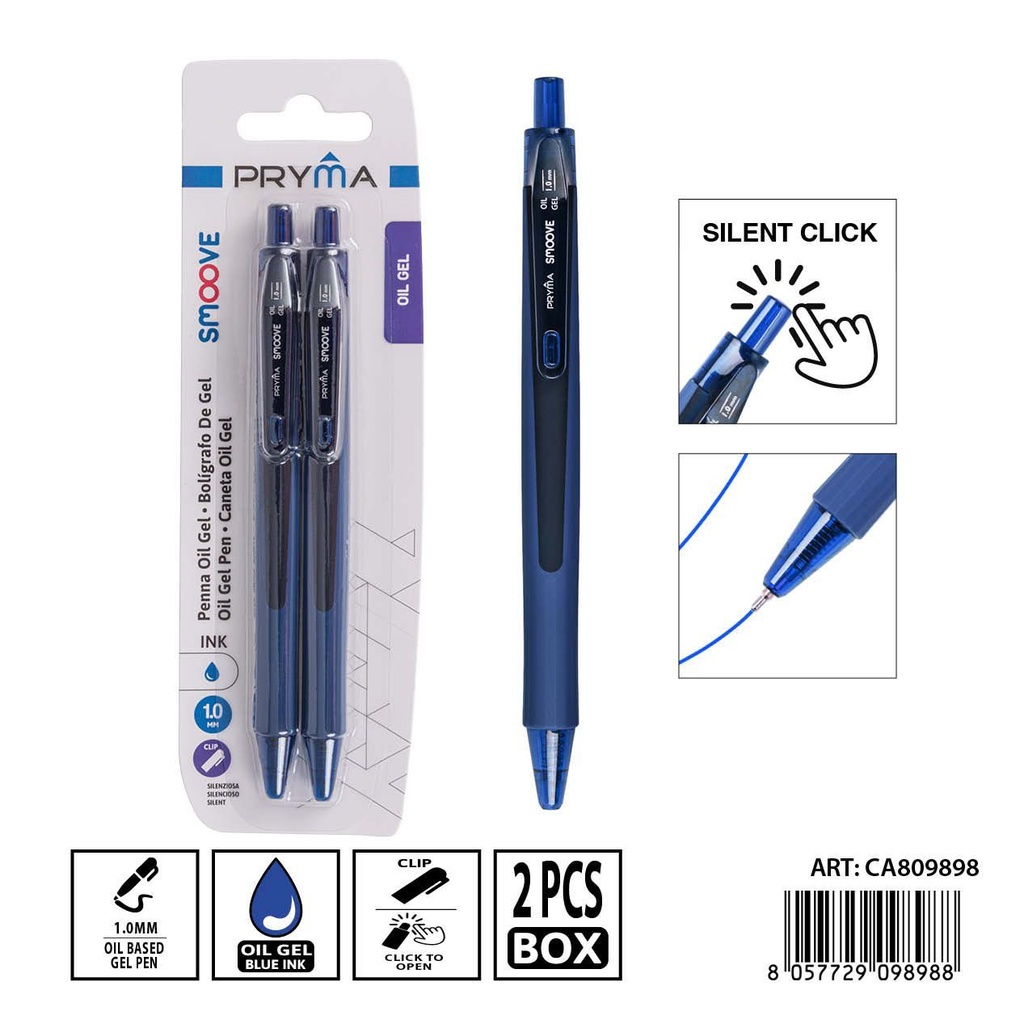 Bolígrafo silenciador azul PRYMA 1mm 2pzs - Escritura silenciosa y cómoda