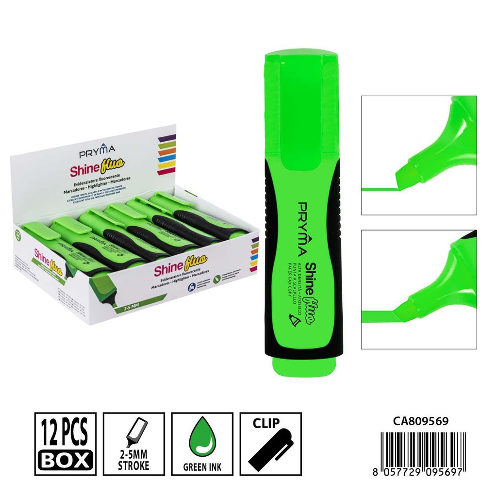 Subrayador verde 2/5mm PRYMA - Herramienta de escritura destacada