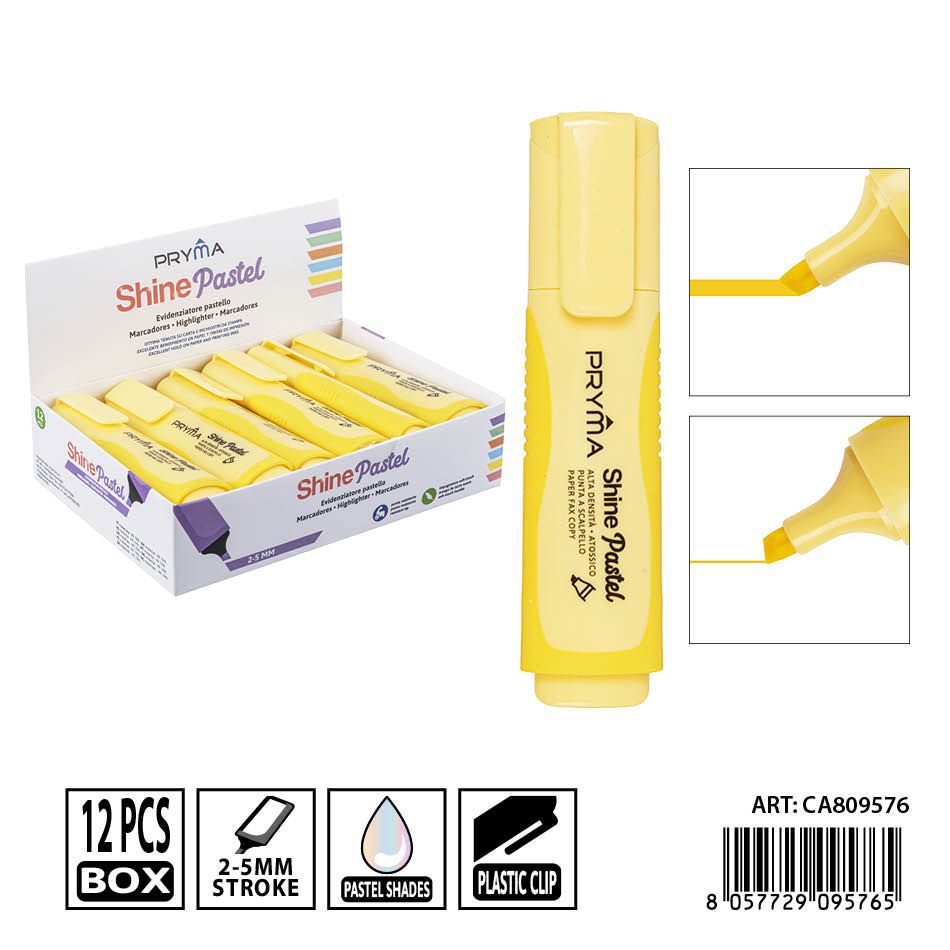Subrayador amarillo pastel 2/5mm PRYMA - Herramienta de escritura efectiva