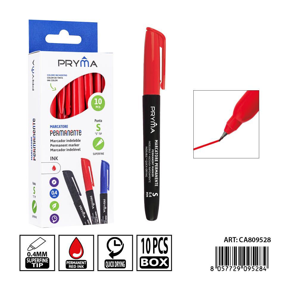 Marcador permanente rojo 0.4mm PRYMA - Escritura durable y clara