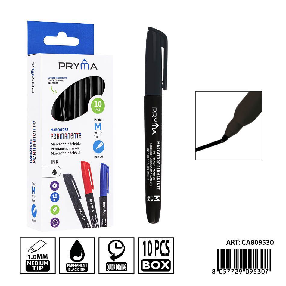 Marcador permanente negro 1.0mm PRYMA - Herramienta de escritura precisa