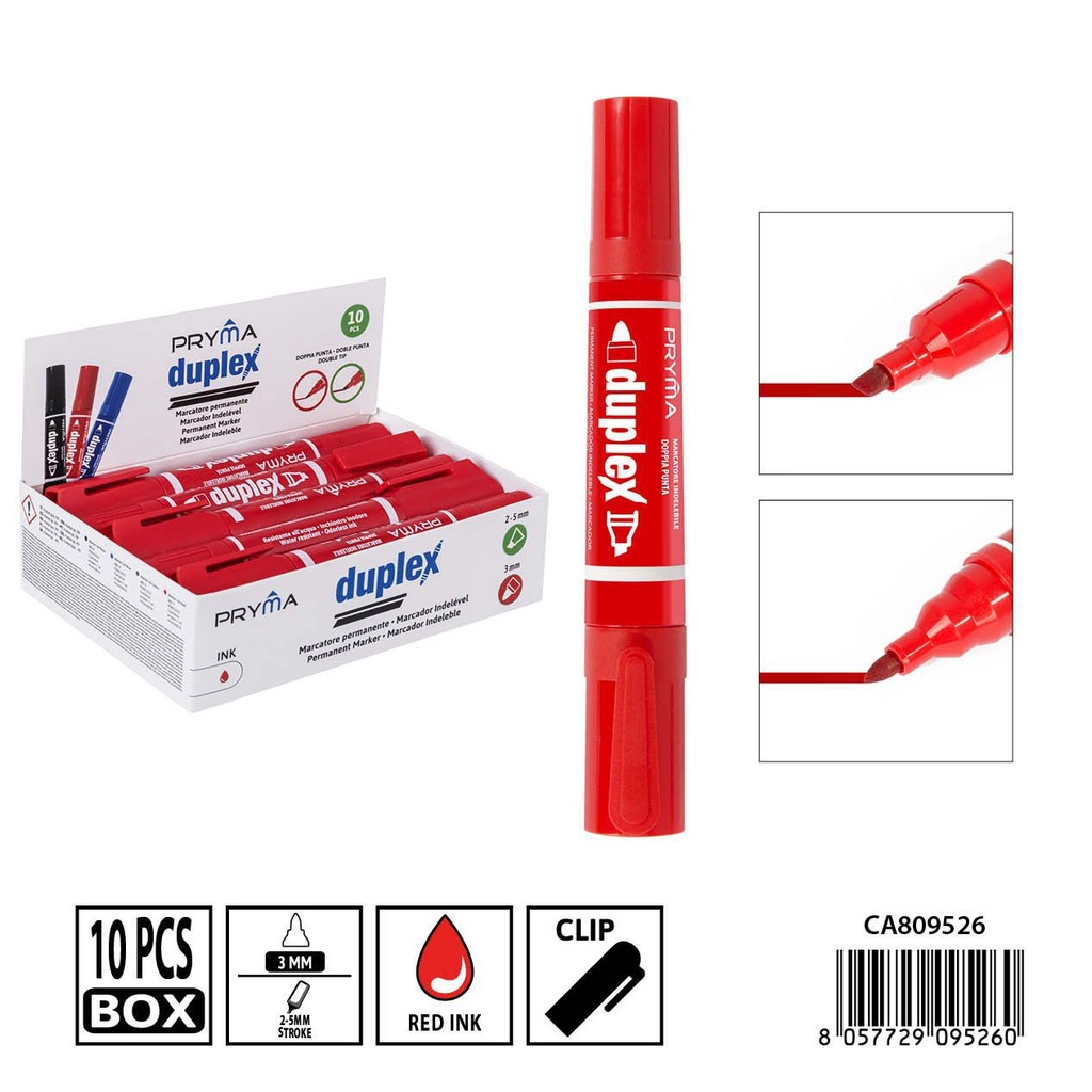 Marcador permanente de punta gruesa 2-5/3mm rojo - Escritura práctica