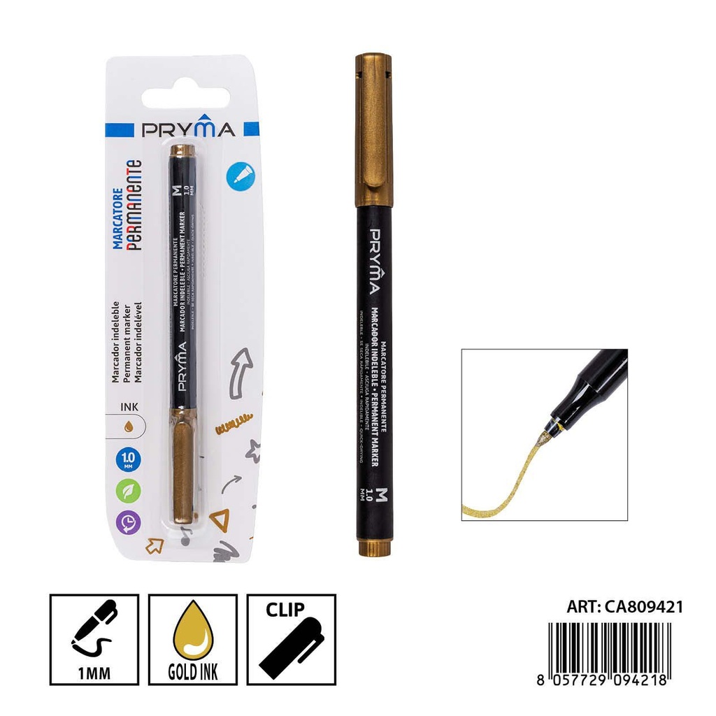 Marcador permanente dorado 1.0mm PRYMA - Escritura destacada y brillante