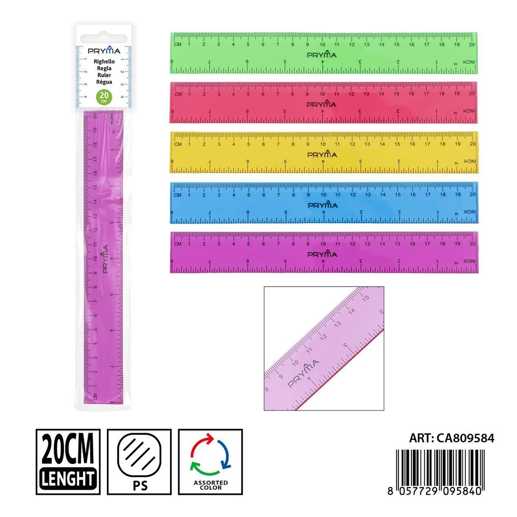 Regla de 20 cm - Papelería escolar
