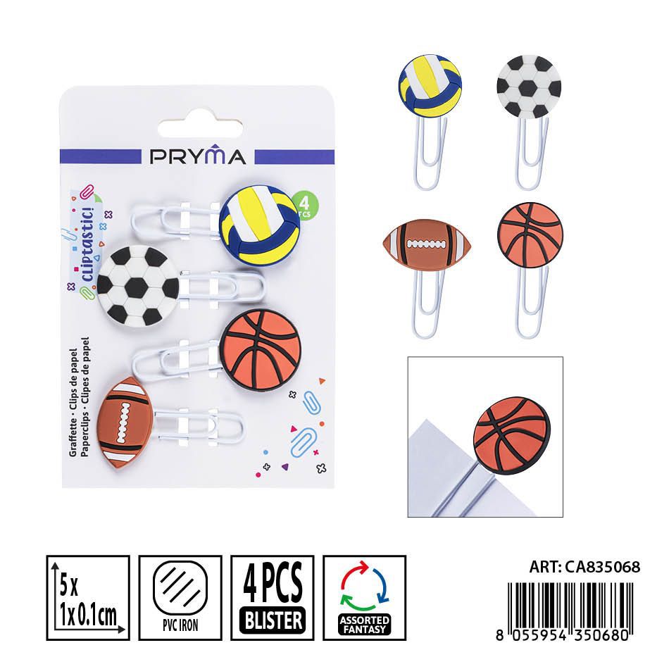 Clips de papel en envase de 4 piezas 5x1 cm - Oficina