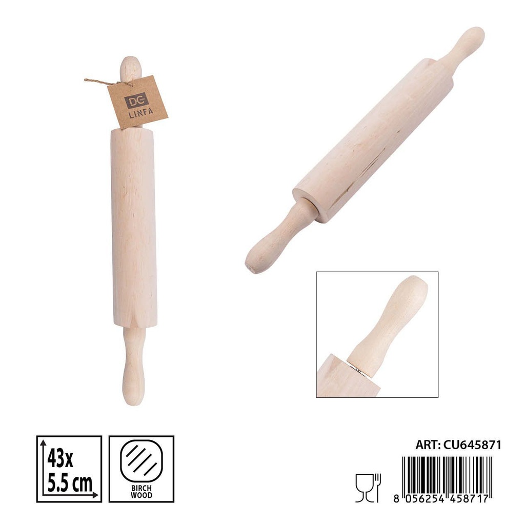 Rodillo de madera de abedul 43x5.5 cm - Accesorios de cocina