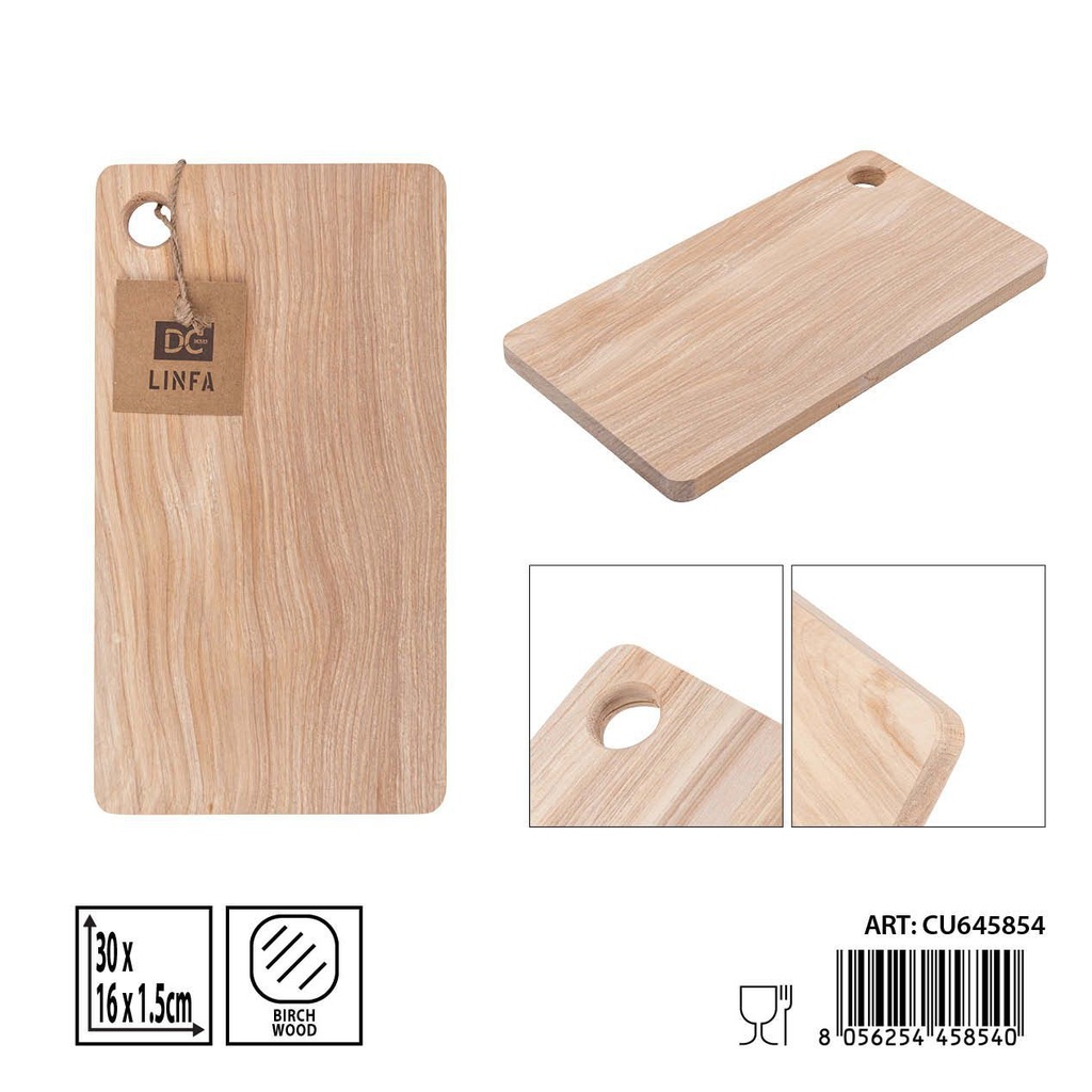 Tabla de cortar de madera de abedul 30x16x1.5 cm - Accesorios de cocina