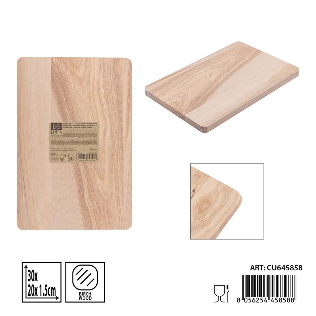 Tabla de cortar de madera de abedul 30x20x1.5 cm - Accesorios de cocina