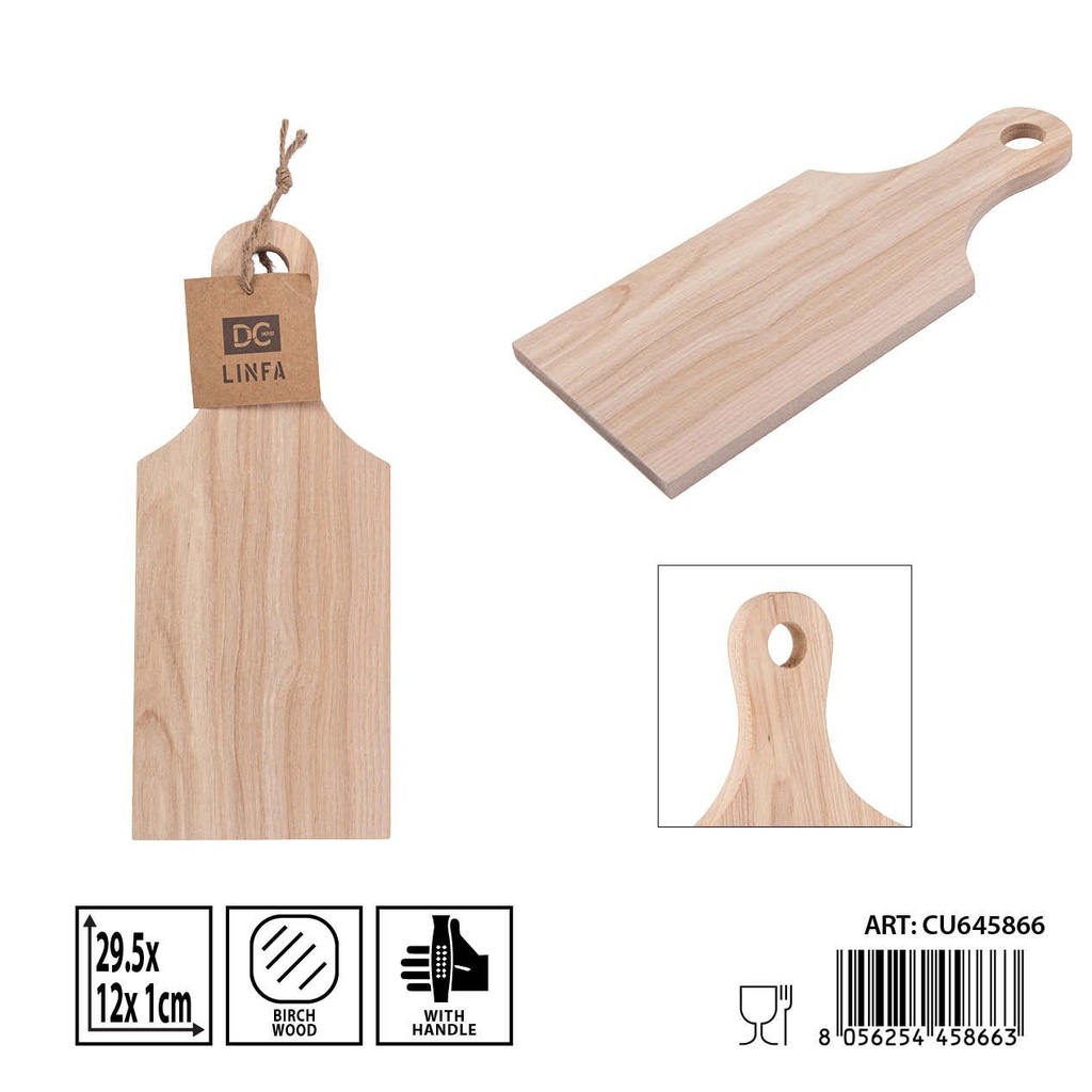 Tabla de cortar de madera de abedul con asa 29.5x12x1.0 cm - Accesorios de cocina