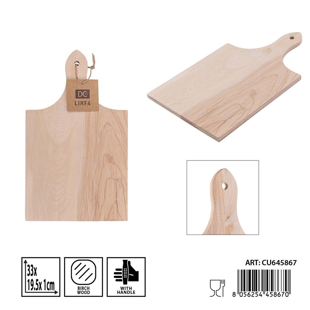 Tabla de cortar de madera de abedul con asa 33x19.5x1 cm - Accesorios de cocina