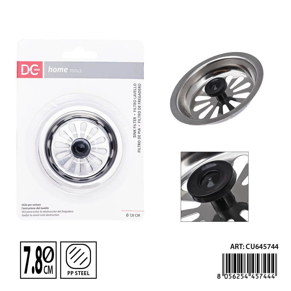 Desagüe de acero inoxidable 201 7.8 cm DC CASA - Filtro para fregadero
