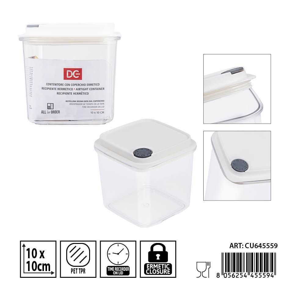 Recipiente hermético transparente 580ml 10x10 cm DC CASA - Accesorios de cocina