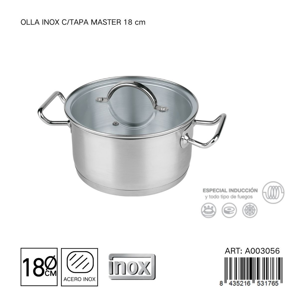Olla de acero inoxidable con tapa 18 cm - Cacerolas y utensilios de cocina