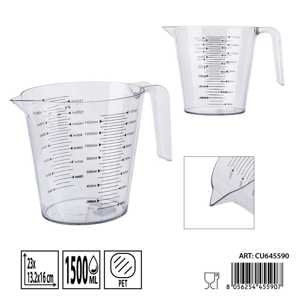 Jarra graduada 1500ml 23x13.2x16 cm - Utensilios de cocina