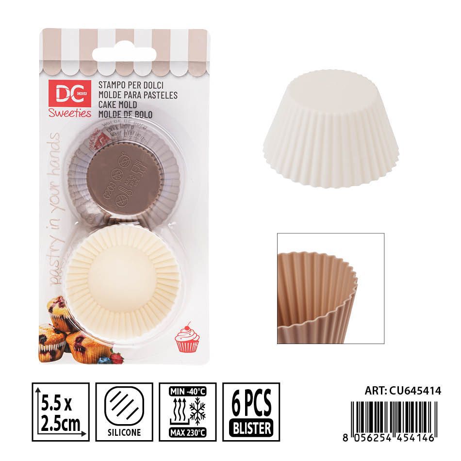 Set de moldes de silicona para pastel mini 6 piezas 5.5x2.5 cm DC CASA - Utensilios de repostería