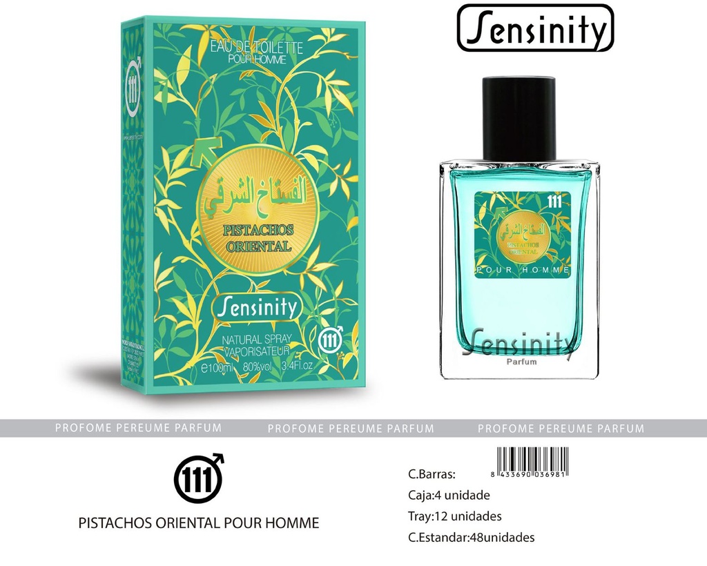 Perfume Pistachos Oriental Pour Homme Sensinity - Fragancia masculina intensa