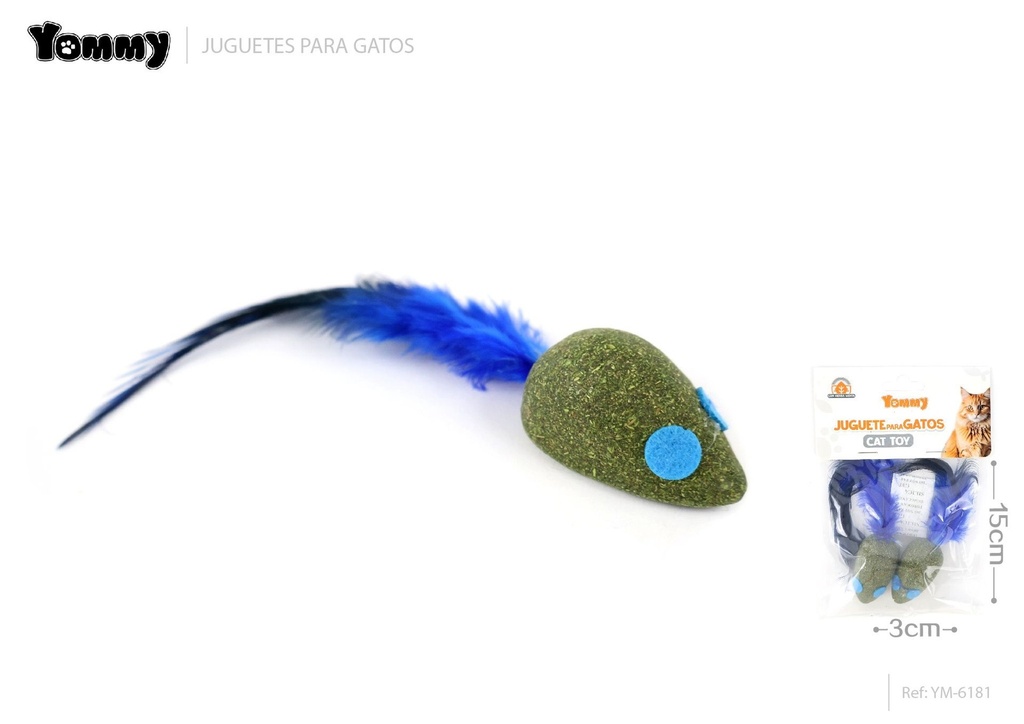 Ratón de hierba gatera 15x3 cm - Juguete para gatos (con catnip)