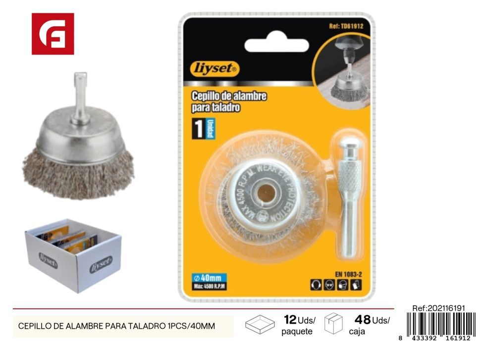  cepillo de alambre para taladro 1 pieza 40mm - Herramientas de ferretería