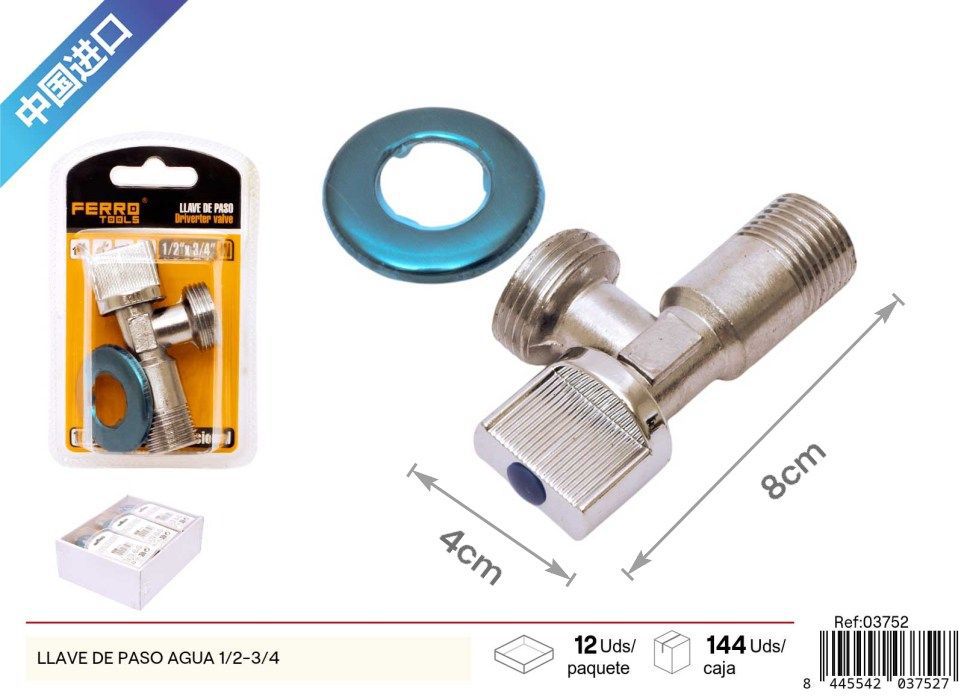  llave de paso de agua 1/2-3/4 - Accesorios de ferretería para fontanería