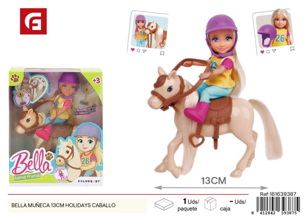 Muñeca Bella 13 cm con caballo - Juguetes de muñecas