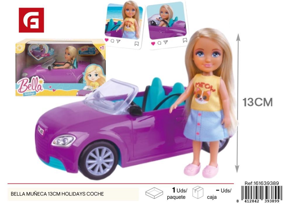 Muñeca Bella 13 cm con coche - Juguetes de muñecas
