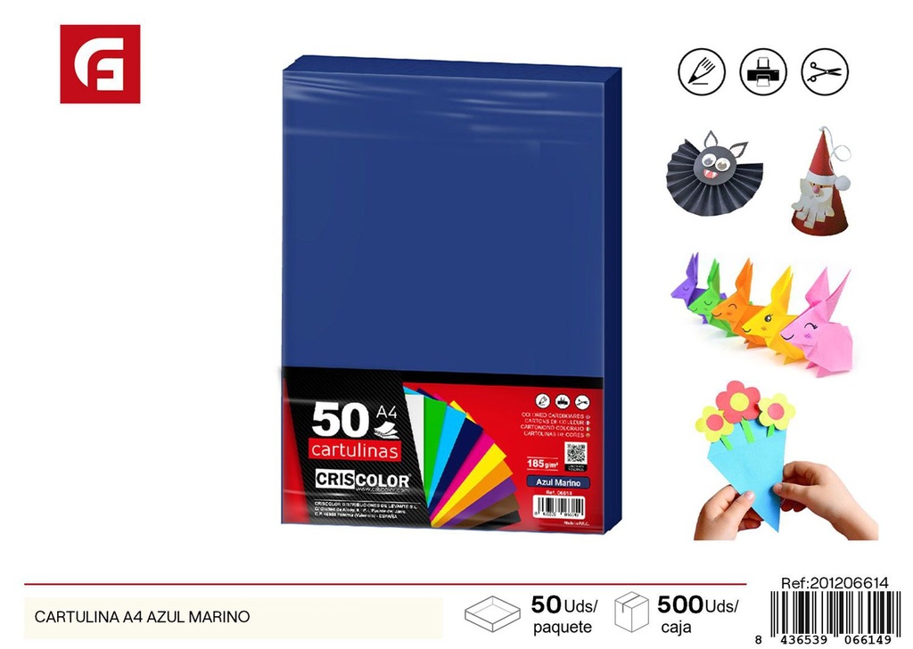 CARTULINA A4 AZUL MARINO - Material de oficina para manualidades