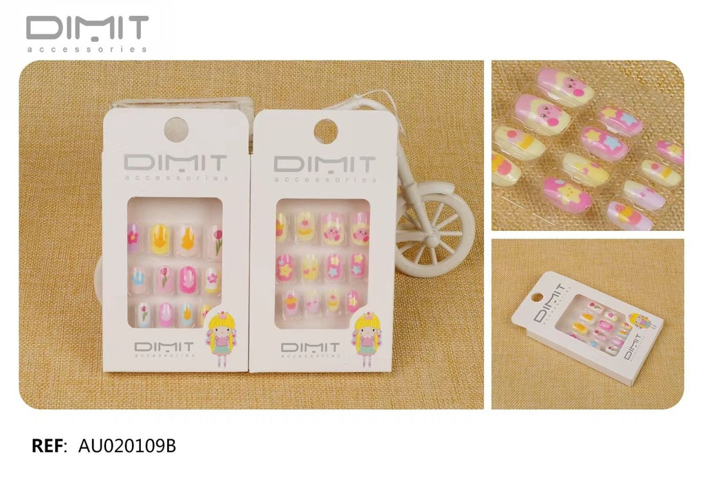 Uñas postizas niñas 12/u AU02109B DM - Uñas y accesorios infantiles