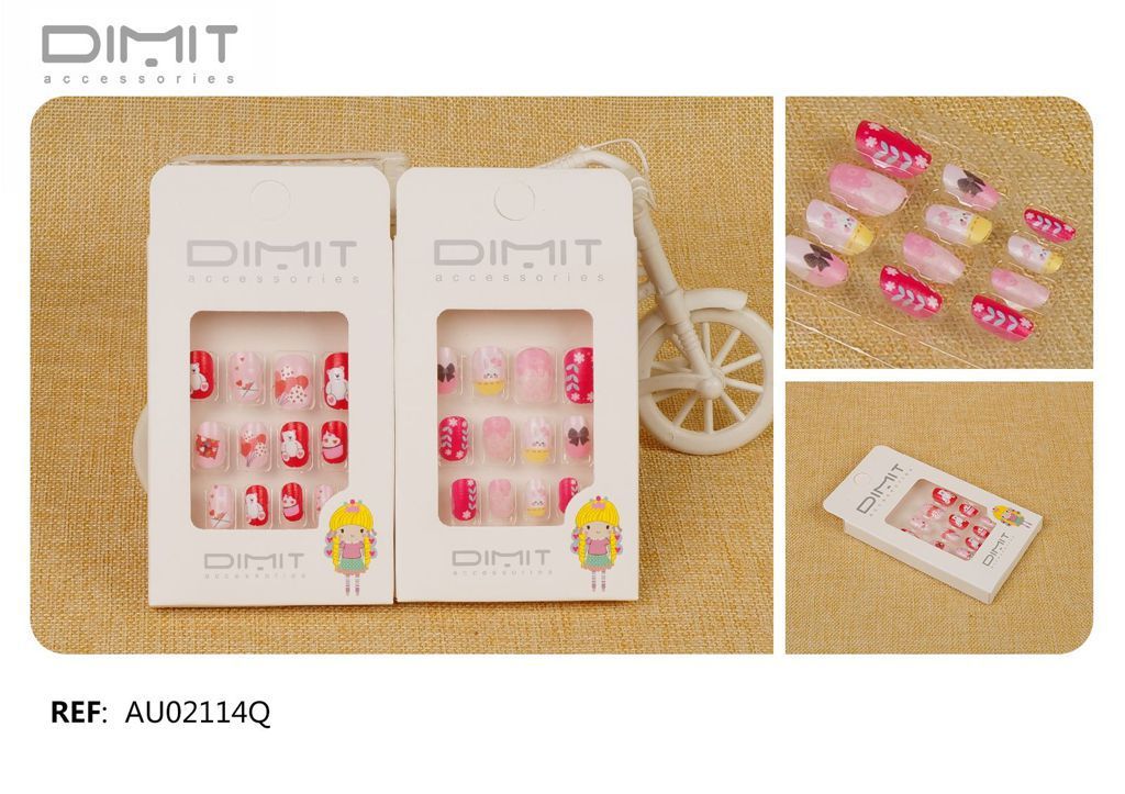 Uñas postizas niñas 12/u AU02114Q DM - Uñas y accesorios infantiles