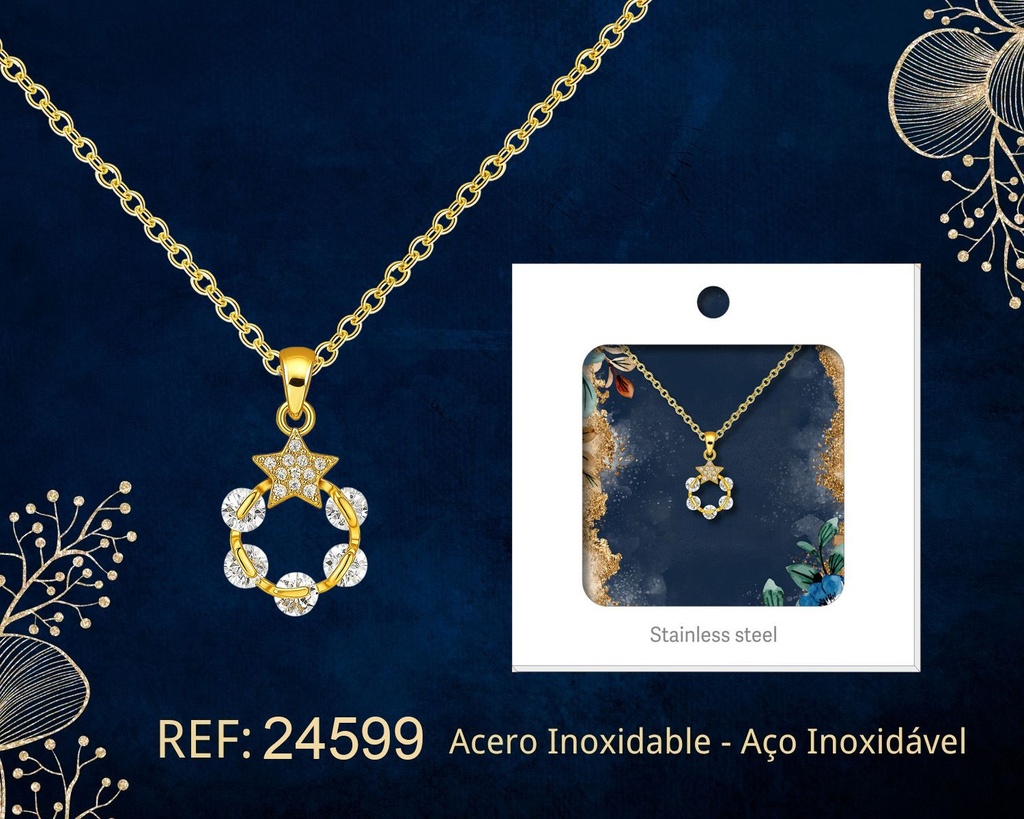 Colgante chapado en oro 14K con circonita - Joyería premium