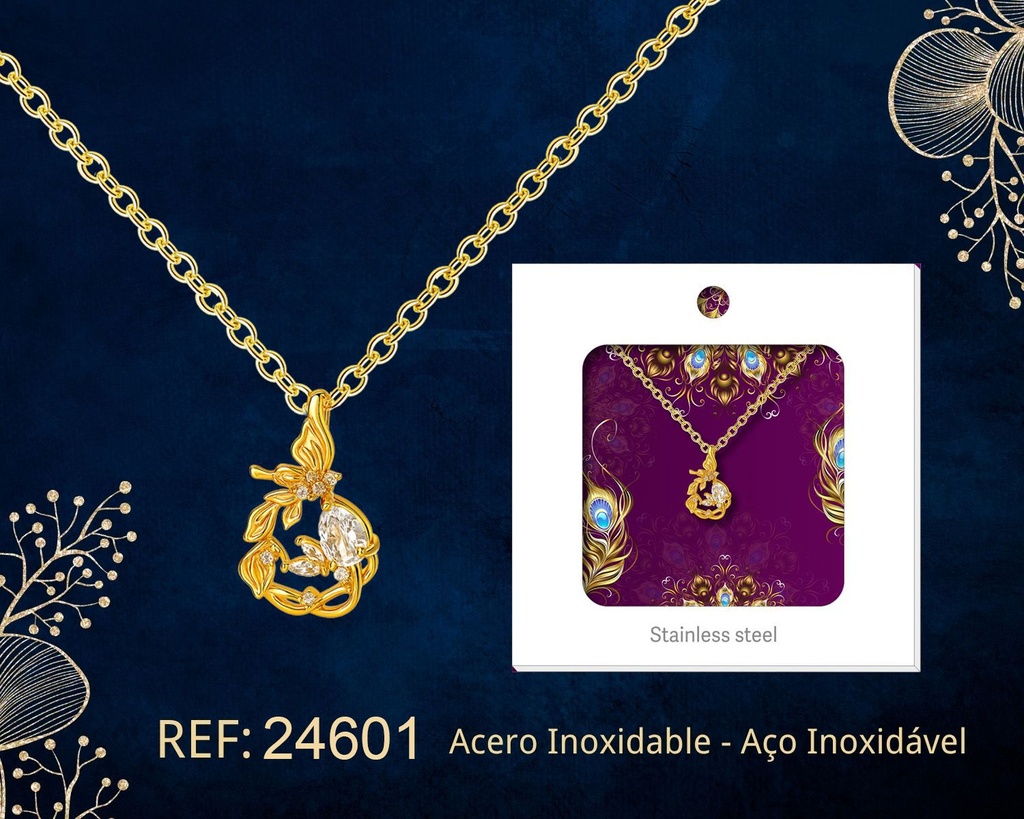 Colgante chapado en oro 14K con circonita - Joyería premium