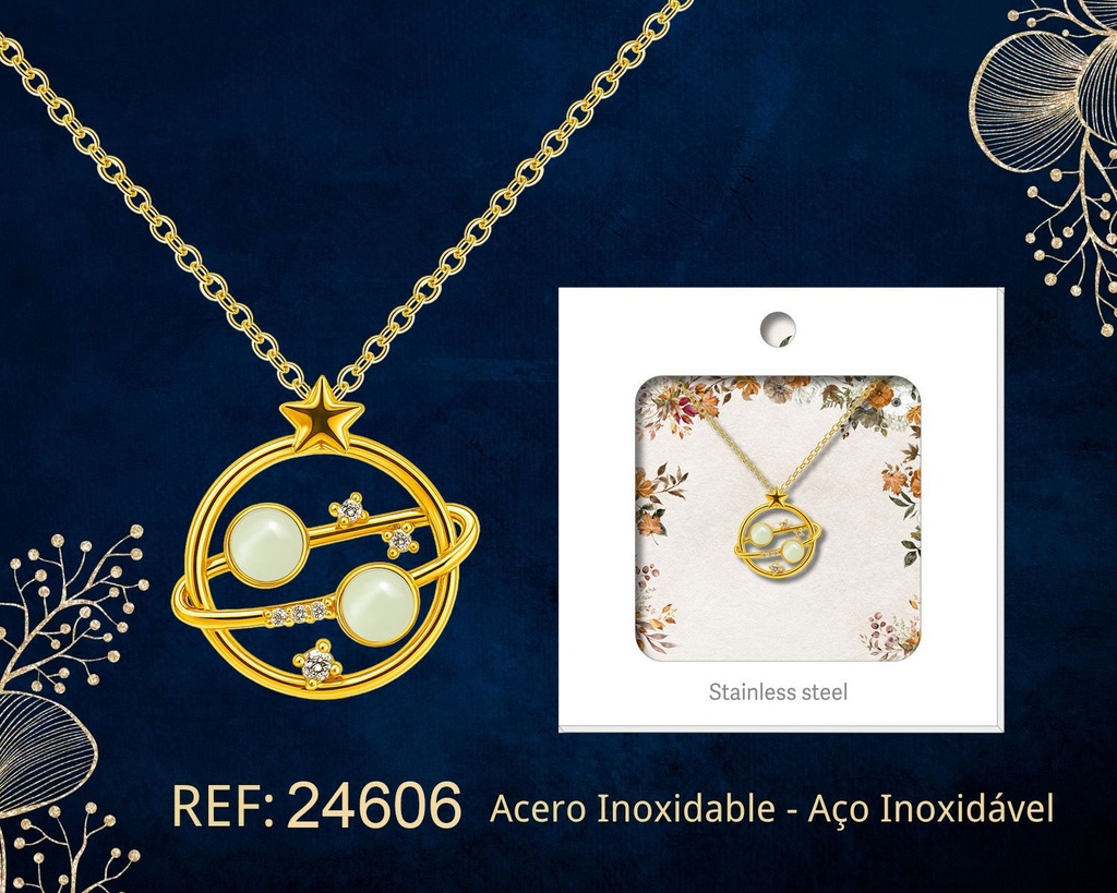 Colgante chapado en oro 14K con circonita - Joyería premium