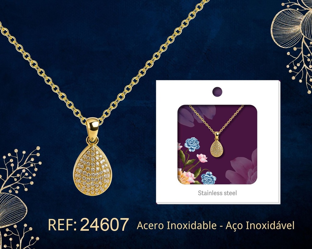 Colgante chapado en oro 14K con circonita - Joyería premium