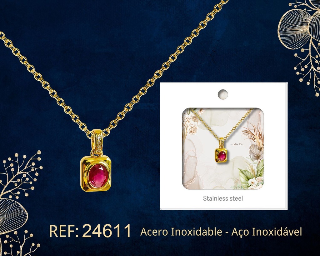 Colgante chapado en oro 14K con circonita - Joyería premium
