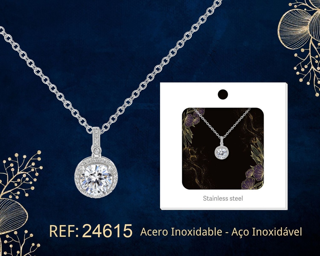 Colgante chapado en oro 14K con circonita - Joyería premium