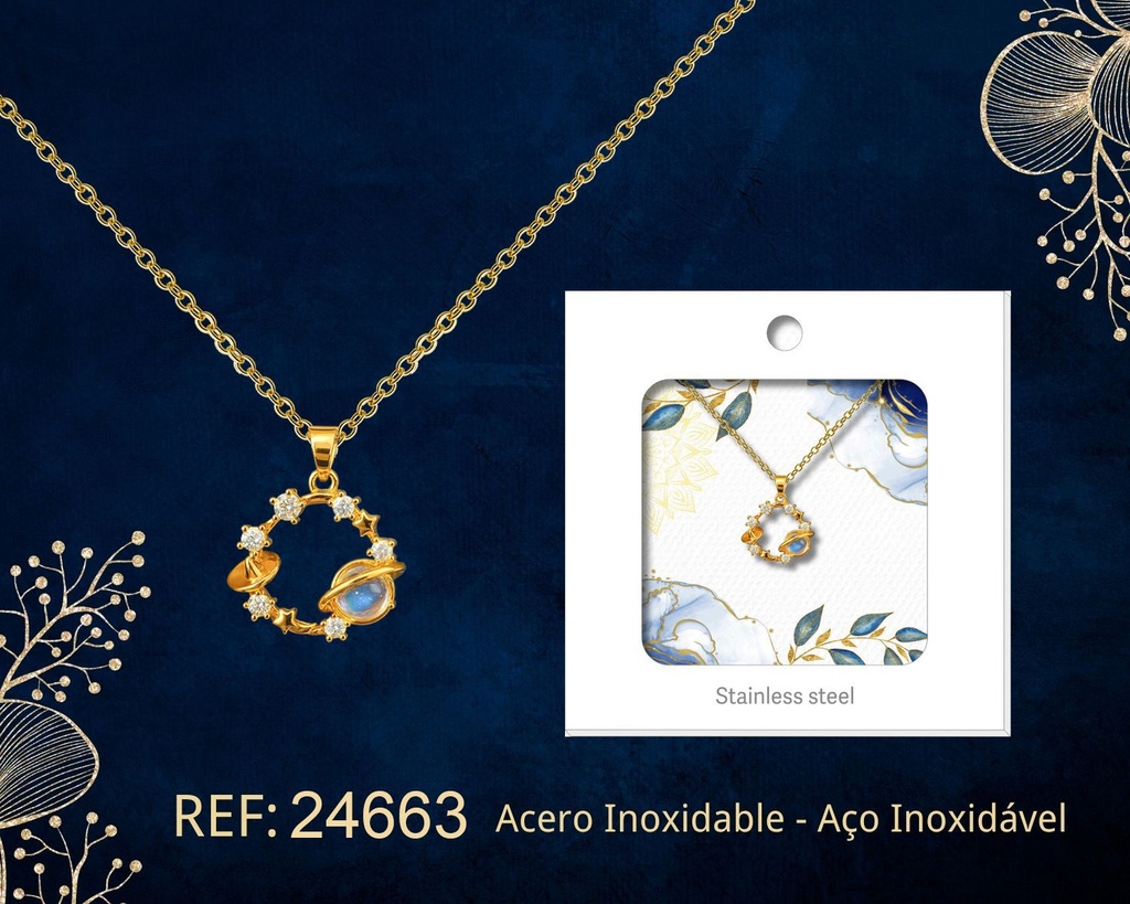 Colgante chapado en oro de 14K con circonita - Joyería premium de alta calidad