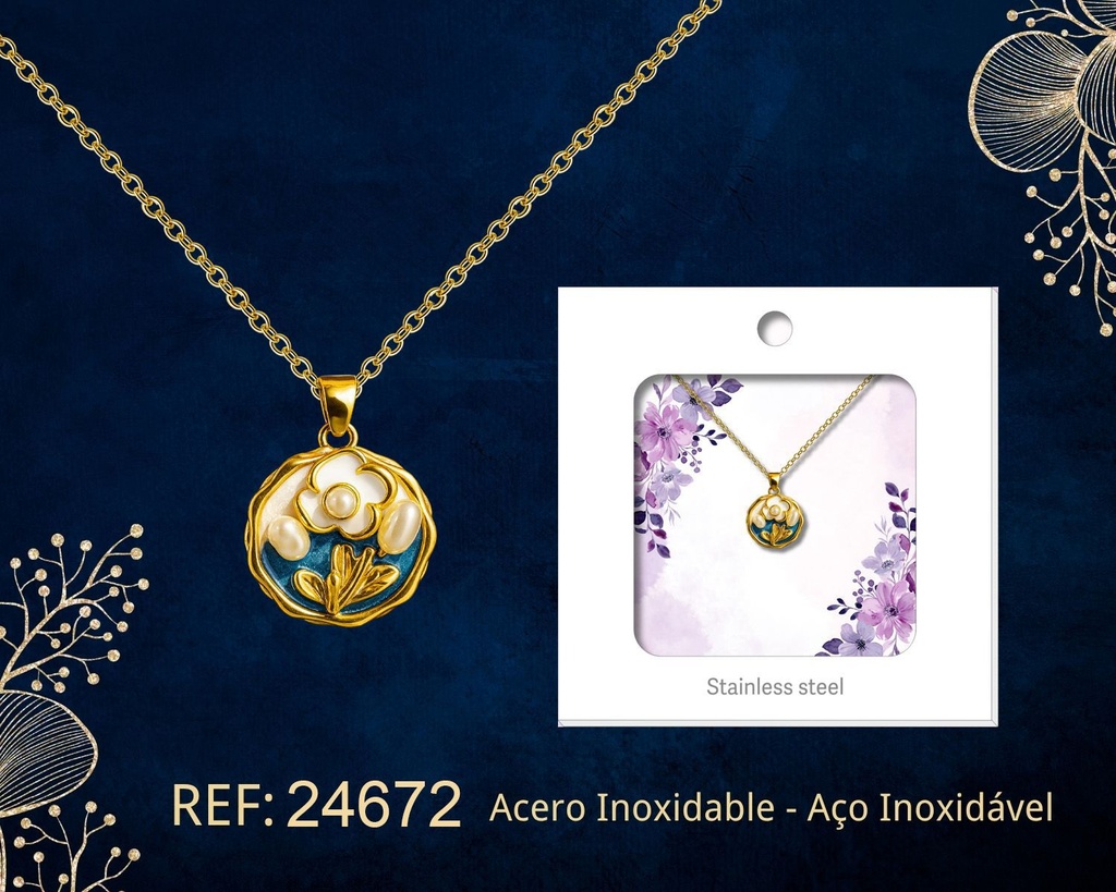 Colgante chapado en oro de 14K con circonita - Joyería premium de alta calidad