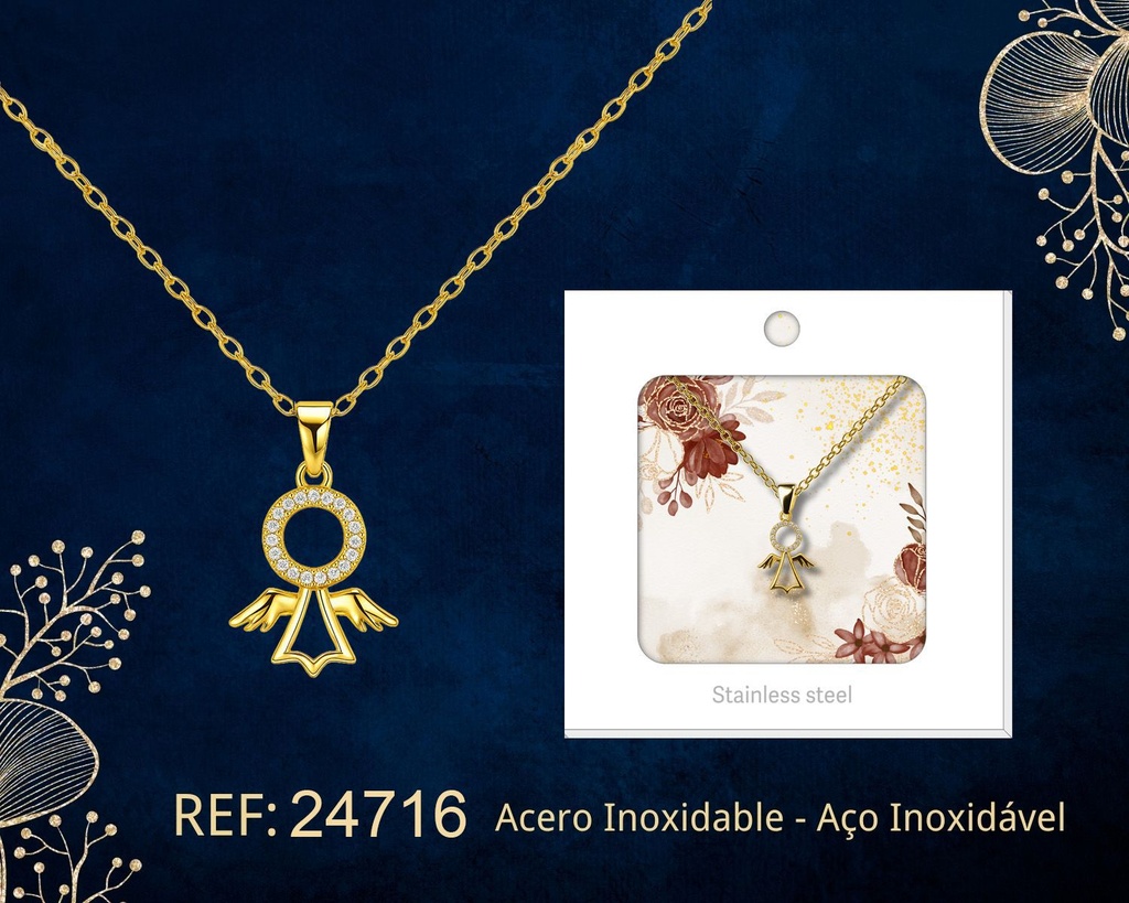 Colgante chapado en oro de 14K con circonita - Joyería premium de alta calidad
