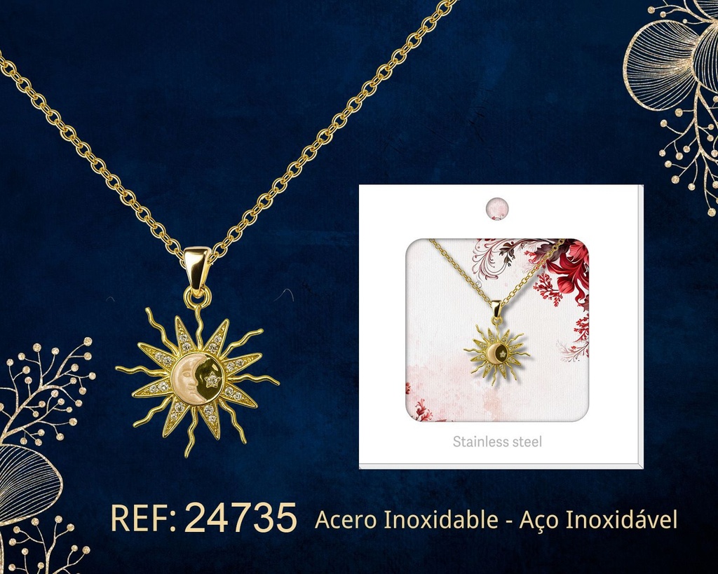 Colgante chapado en oro de 14K con circonita - Joyería premium de alta calidad