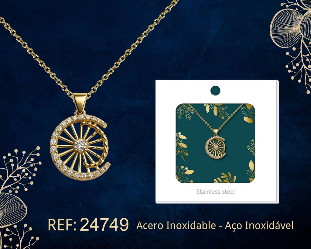 Colgante chapado en oro de 14K con circonita - Joyería premium de alta calidad