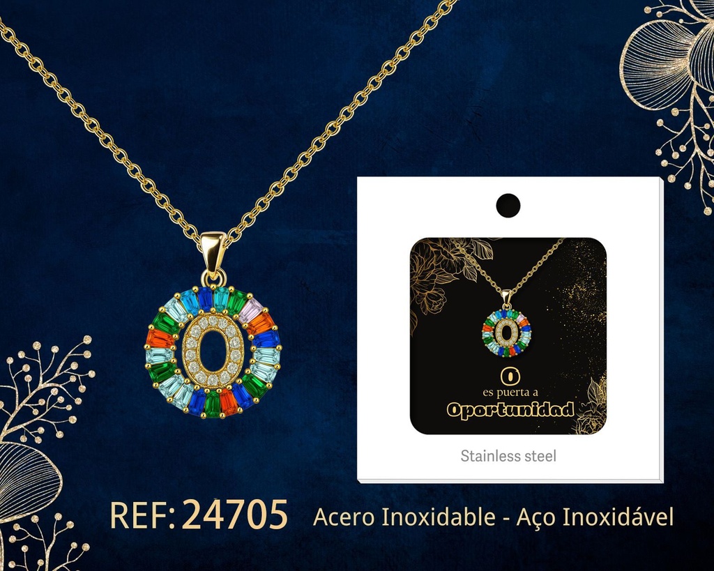 Colgante letra O chapado en oro de 14K con circonita - Joyería personalizable en oro